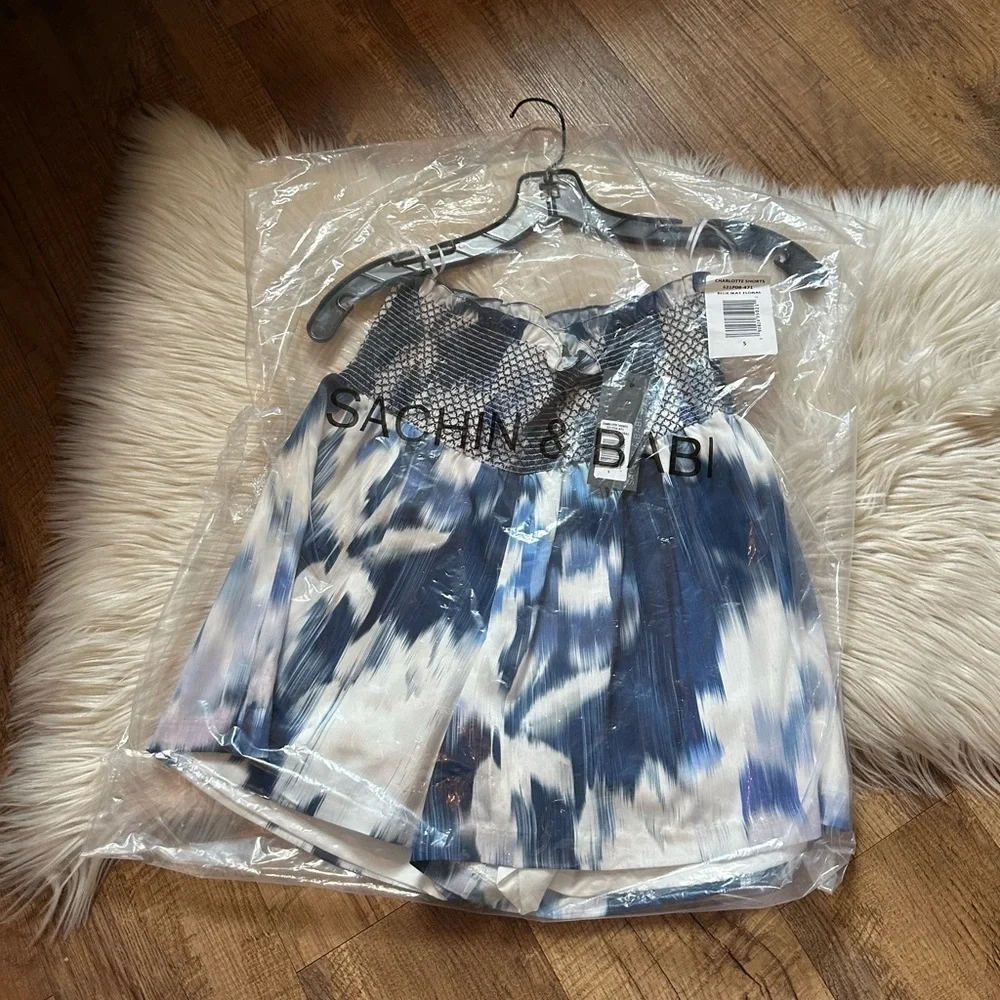 SACHIN + BABI Charlotte Shorts In Blue Ikat Floral